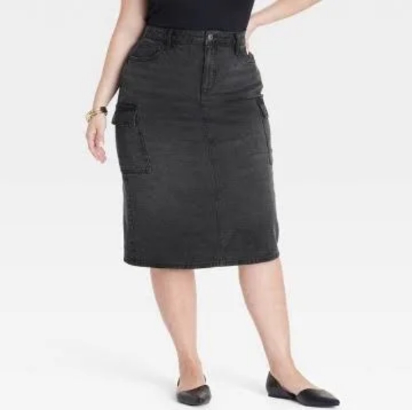 AVA VIV slim skirt Denim black washed - Picture 1 of 7